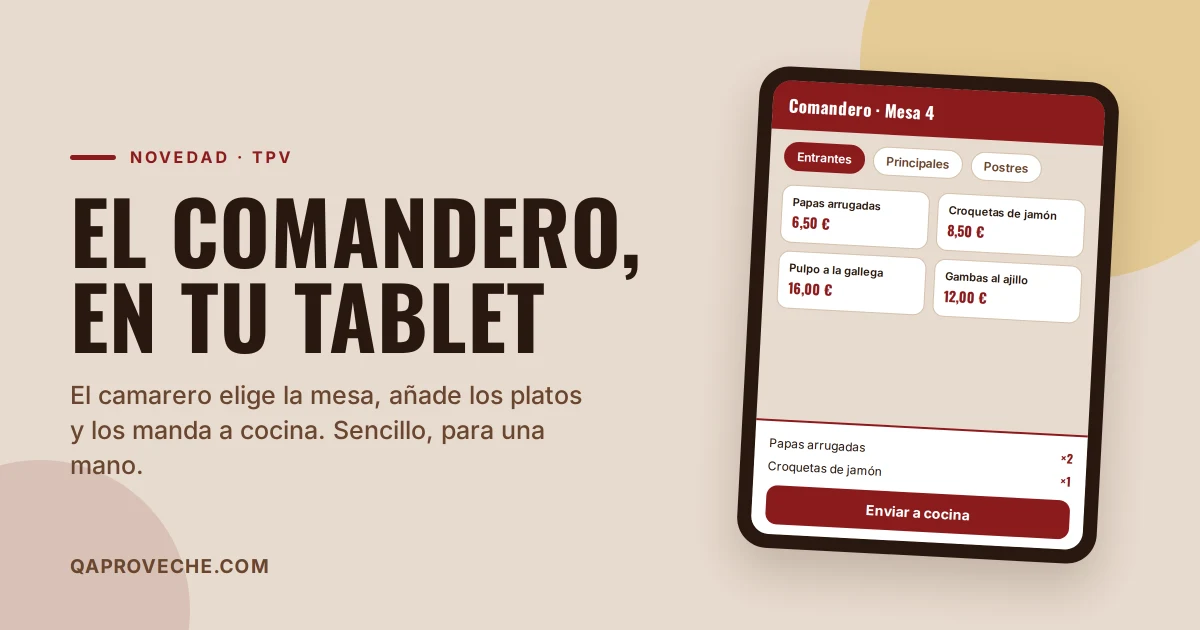 El comandero llega a la tablet: tomen la comanda en la mesa